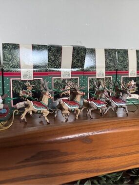 Hallmark santa and reindeer Ornament in original Boxes - Set of 5